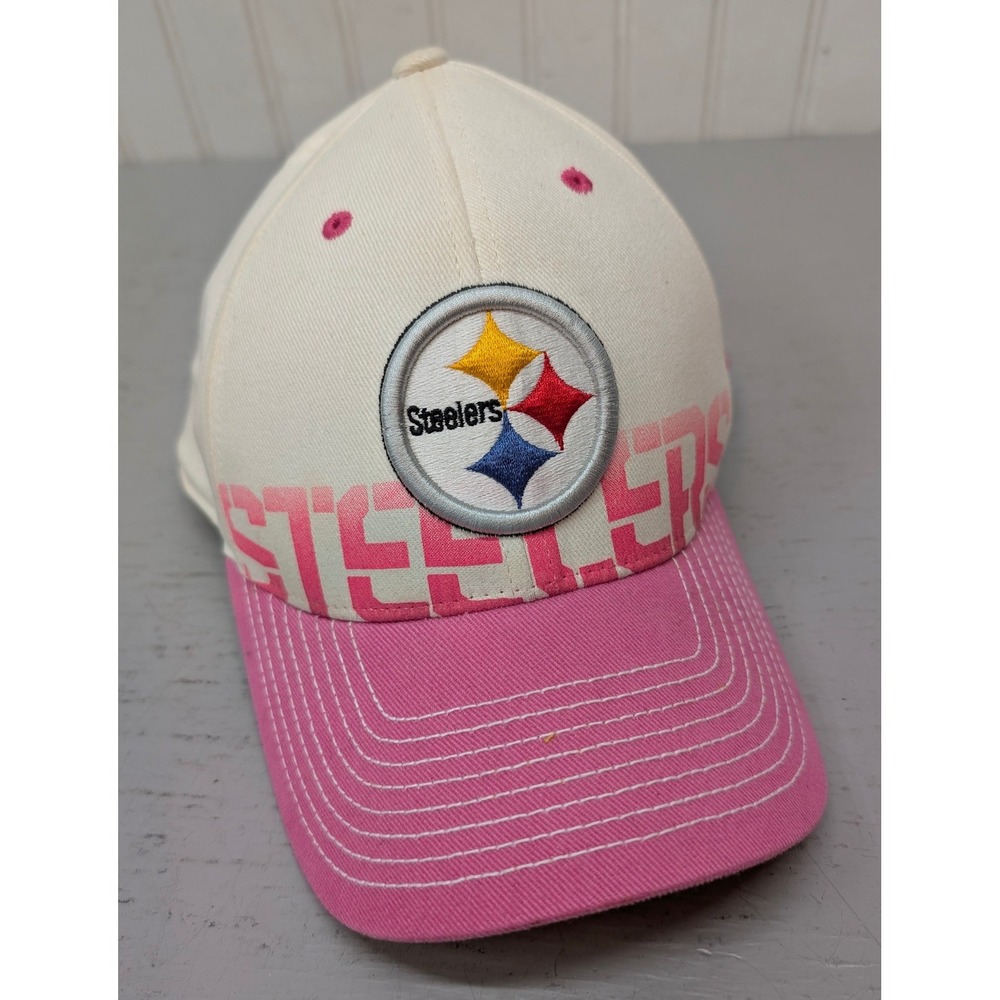 Reebok Pittsburgh Steelers NFL Hat Ribbon Breast Cancer Awareness S/M Pink Beige